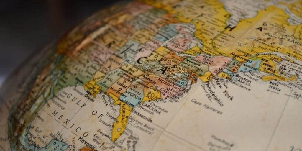 Globe showing United States